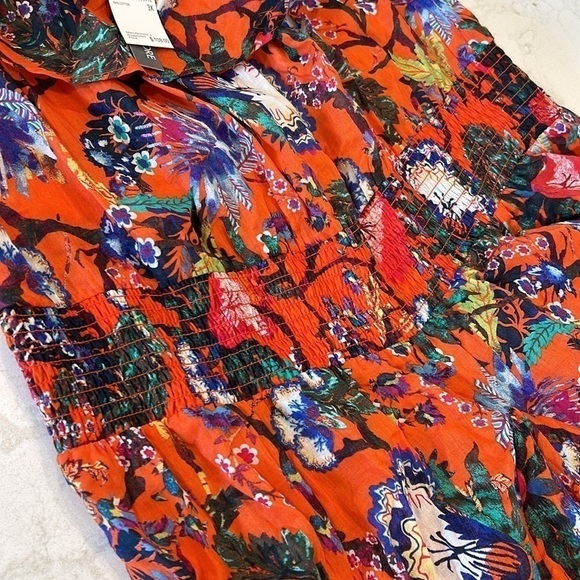 Chelsea&Theodore Peasant Maxi Dress Voile Red Multi Adjustable Neckline 3X Boho - Picture 7 of 16